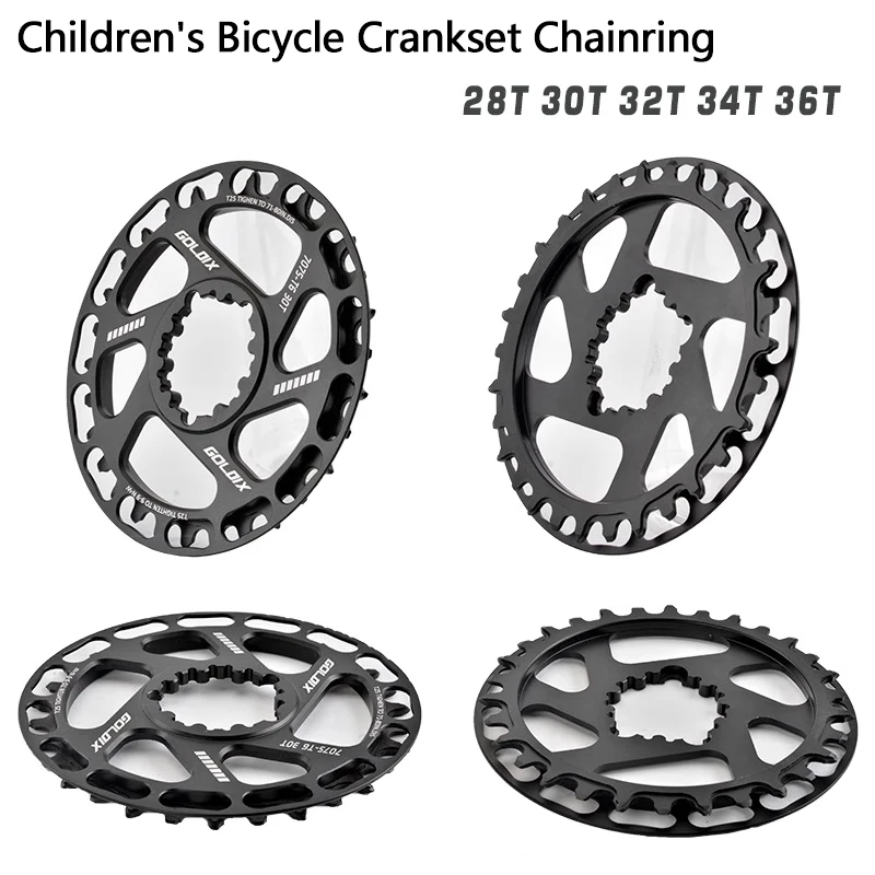 GOLDIX Children's Bicycle Crankset Chainring 28/30/32/34/36T Direct Mount Chainwheel for 3-Bolt Single Speed Crankset Bike Parts