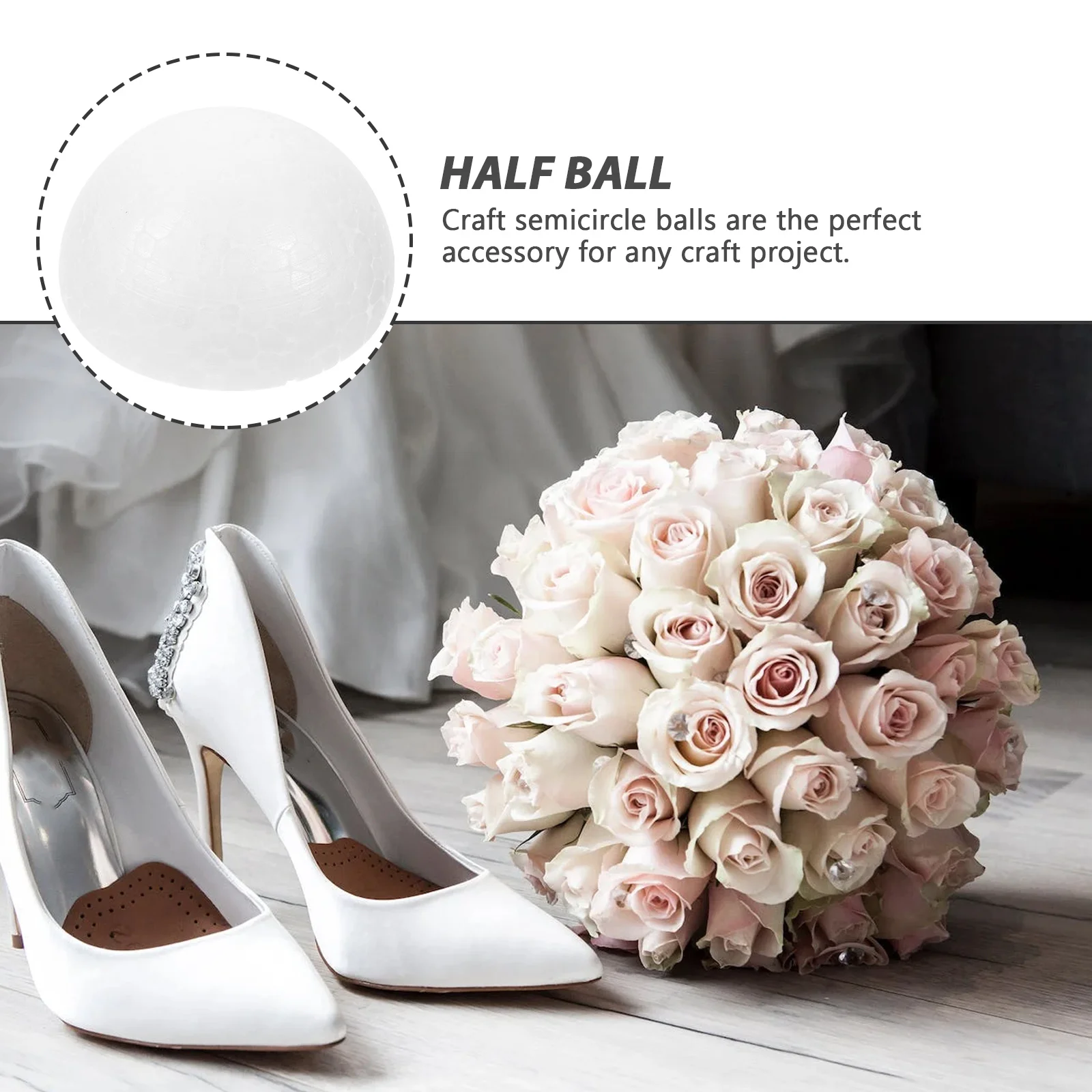 

100Pcs White Craft Semicircle Balls Perfect for Flower Arrangement DIY Painting Christmas Party Decoration Children Use