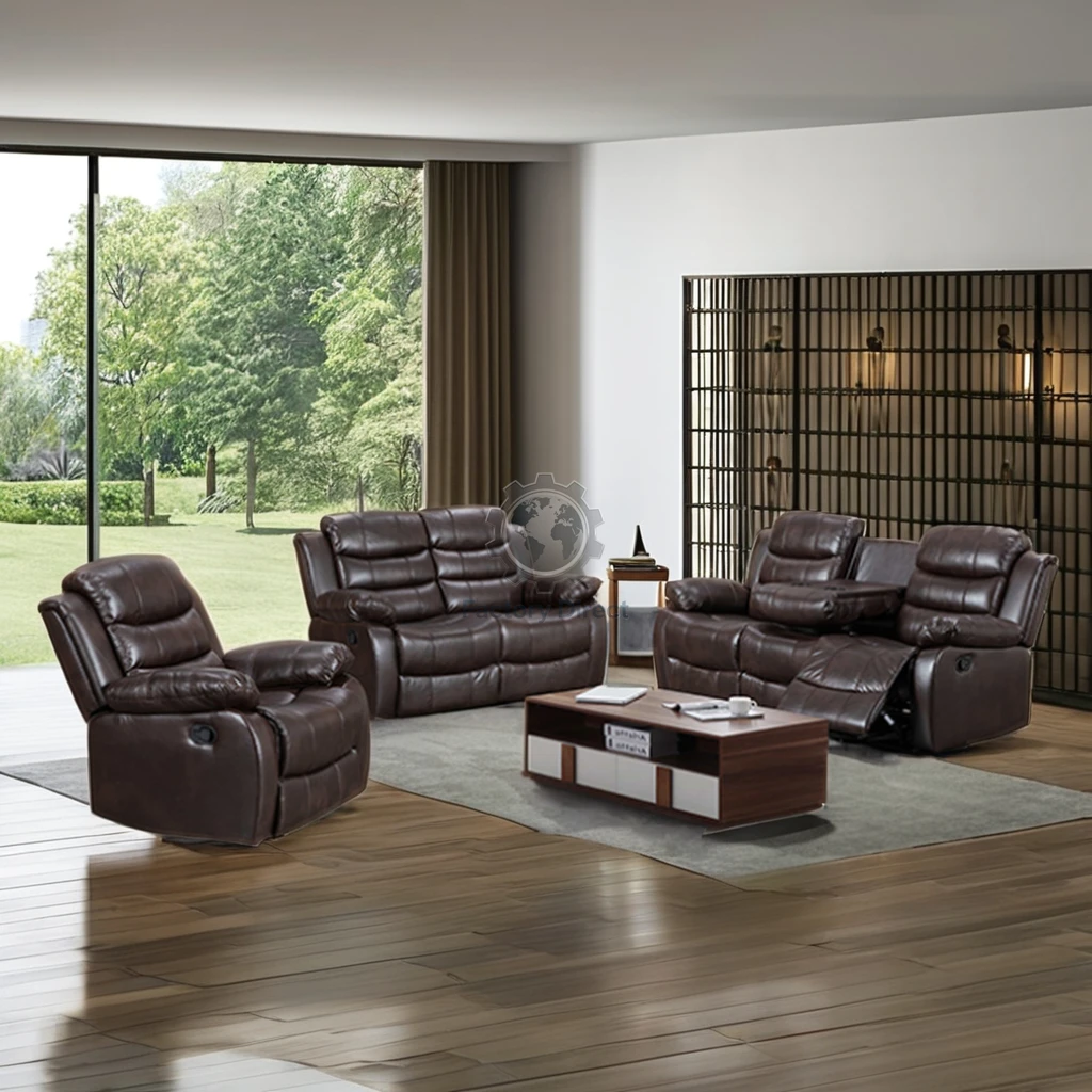 

Motion Reclining Sofa Set for Living Room Customization Material with Wood Frame Contemporary Style
