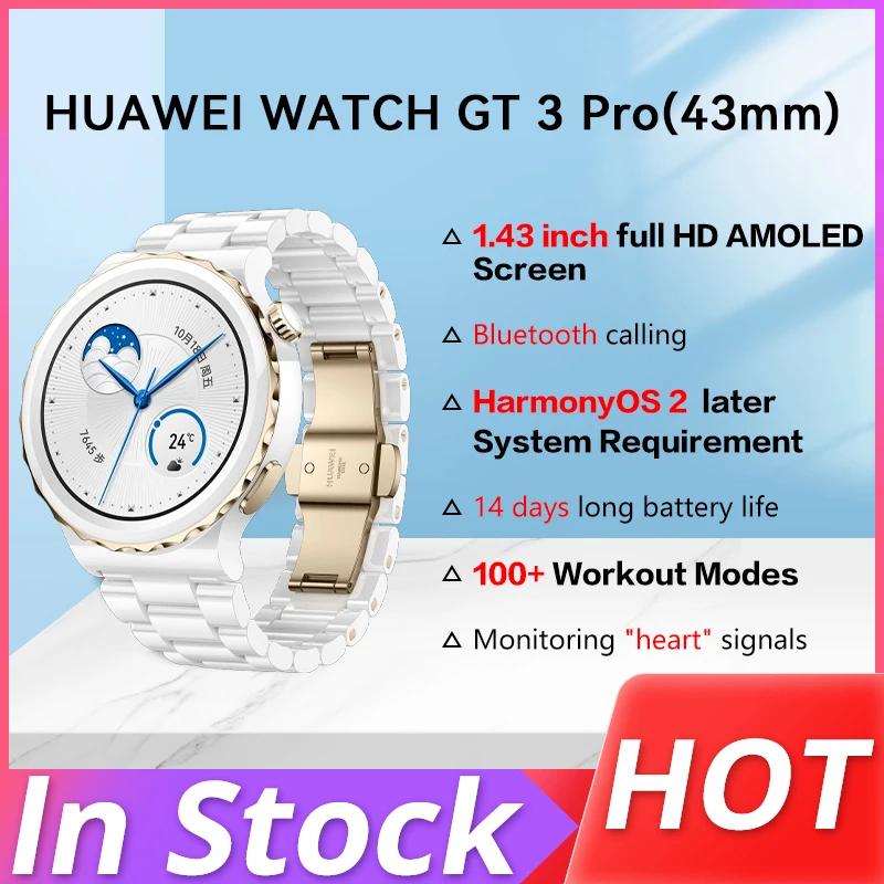 NEW Huawei Watch GT3 Pro Watch Sport Bluetooth Call Blood Oxygen Detection Heart Rate Monitoring Long Battery Life 43mm