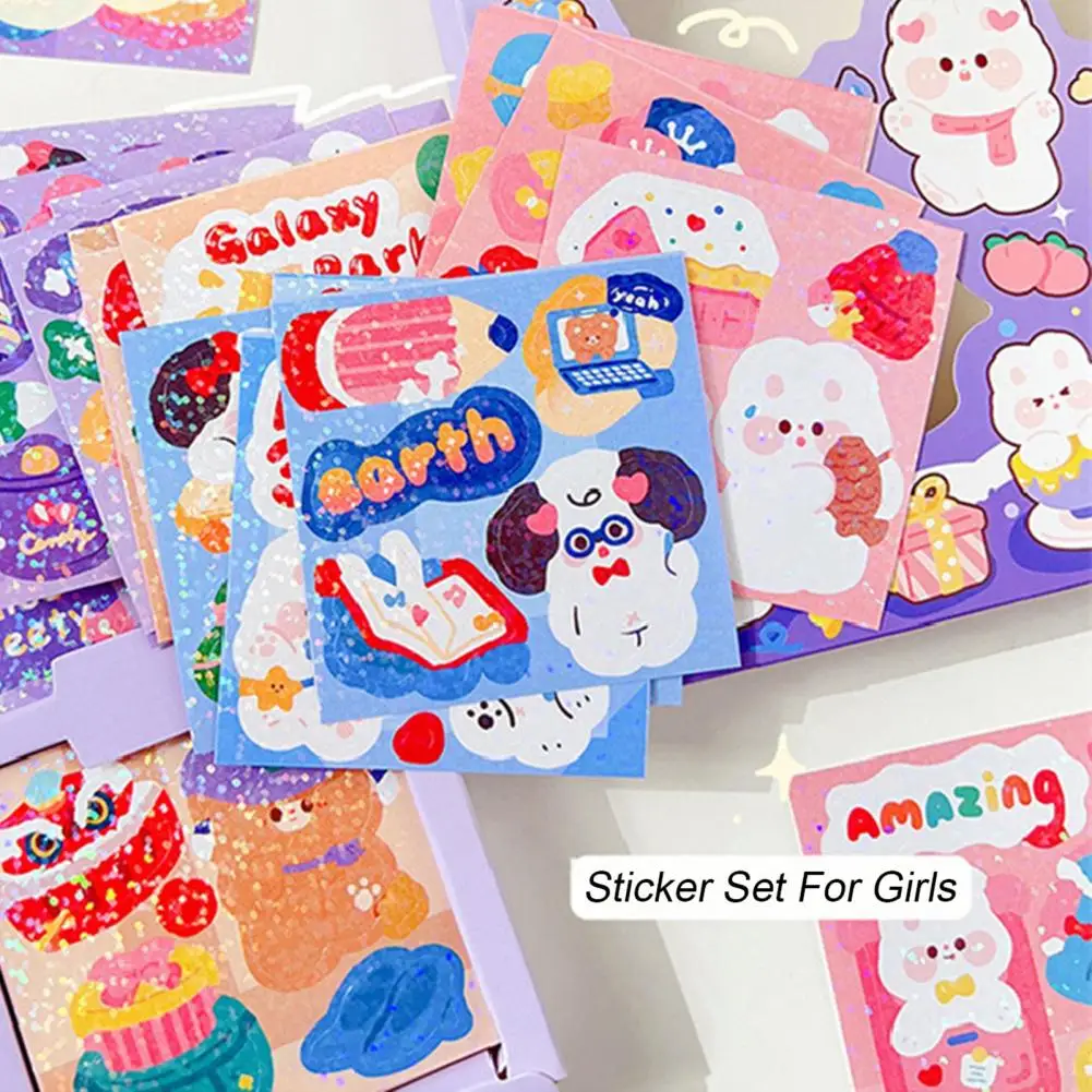 25Pcs Hand Account Stickers Set Cartoon DIY Girls Children's Water Cup Stickers Clear Patterns Cartoon Handbook Stickers Set