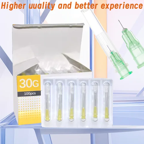 50/100 Uds. Desechable estéril empaquetado independiente 34g, 32g, 30g, 18g herramienta de belleza y cuidado de la piel con aguja pequeña indolora