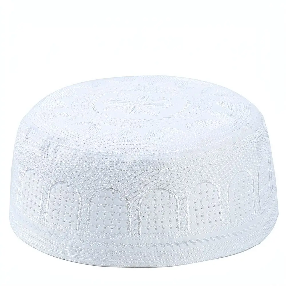 Mens Muslim Embroidered Hat Islamic Prayer Cap Traditional Ethnic Headwear Comfortable Breathable Cotton Skull Hat For Adult
