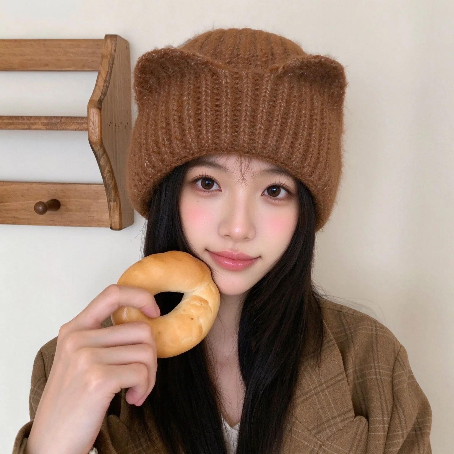 New Fox Ear Knit Beanie Women Fall Winter Smart Cute Style Warm Ear Flap Skull Cap Cozy Close Fit Cold Hat