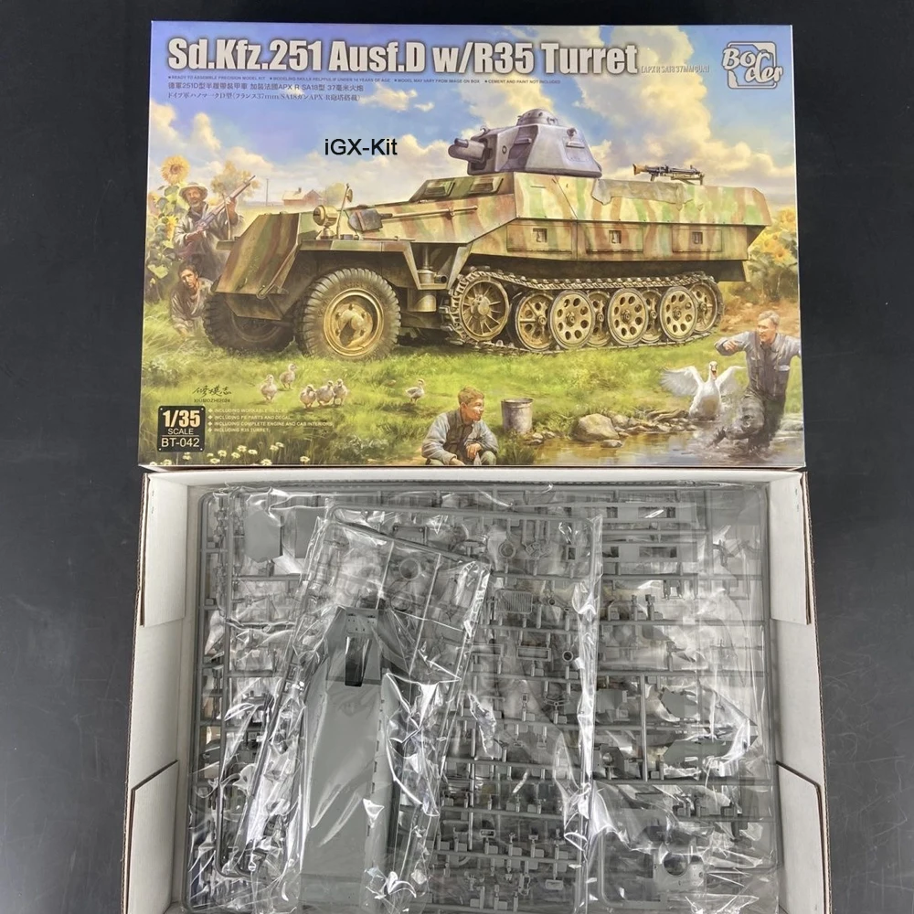 ボーダー-bt-042-1-35スケール-sd-kfz-251-ausf-d-r35砲塔搭載-半装軌装甲車-プラスチック製組み立てモデルキット