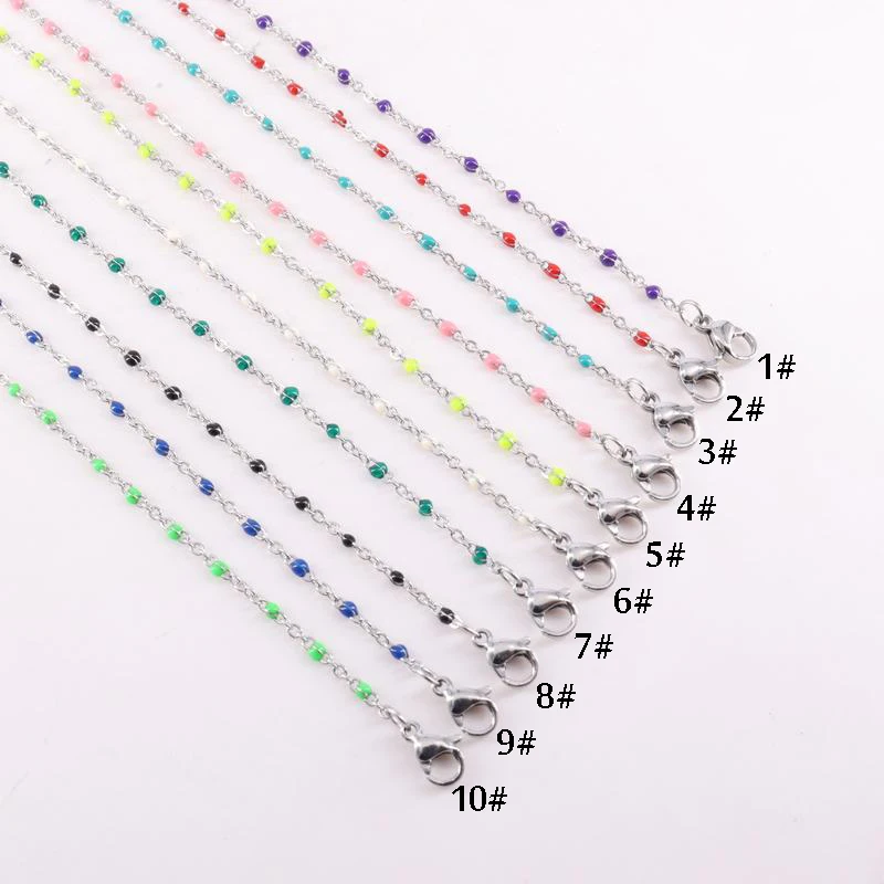 

Steel color 1.5mm Cross Chain with colors Environmental protection resin stainless Steel Necklace women fashion Jewelry ZX691