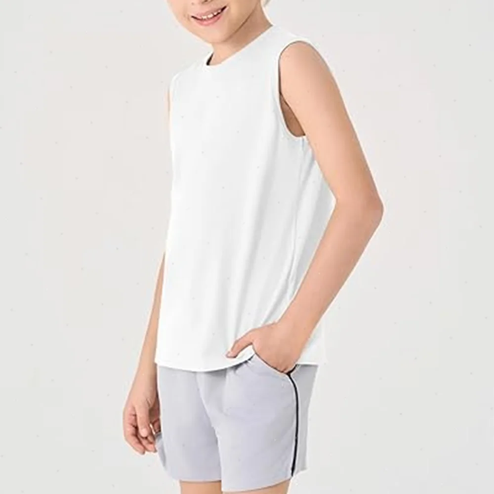Children’s Summer T-shirts Boys Girls Vests Sleeveless Solid Tee Tops 100% Cotton Comfortable Kids Tank Tops Clothes White 3-14Y 4 Children's Summer T-shirts Boys Girls Vests Sleeveless Solid Tee Tops 100% Cotton Comfortable Kids Tank Tops Clothes White 3-14Y 4