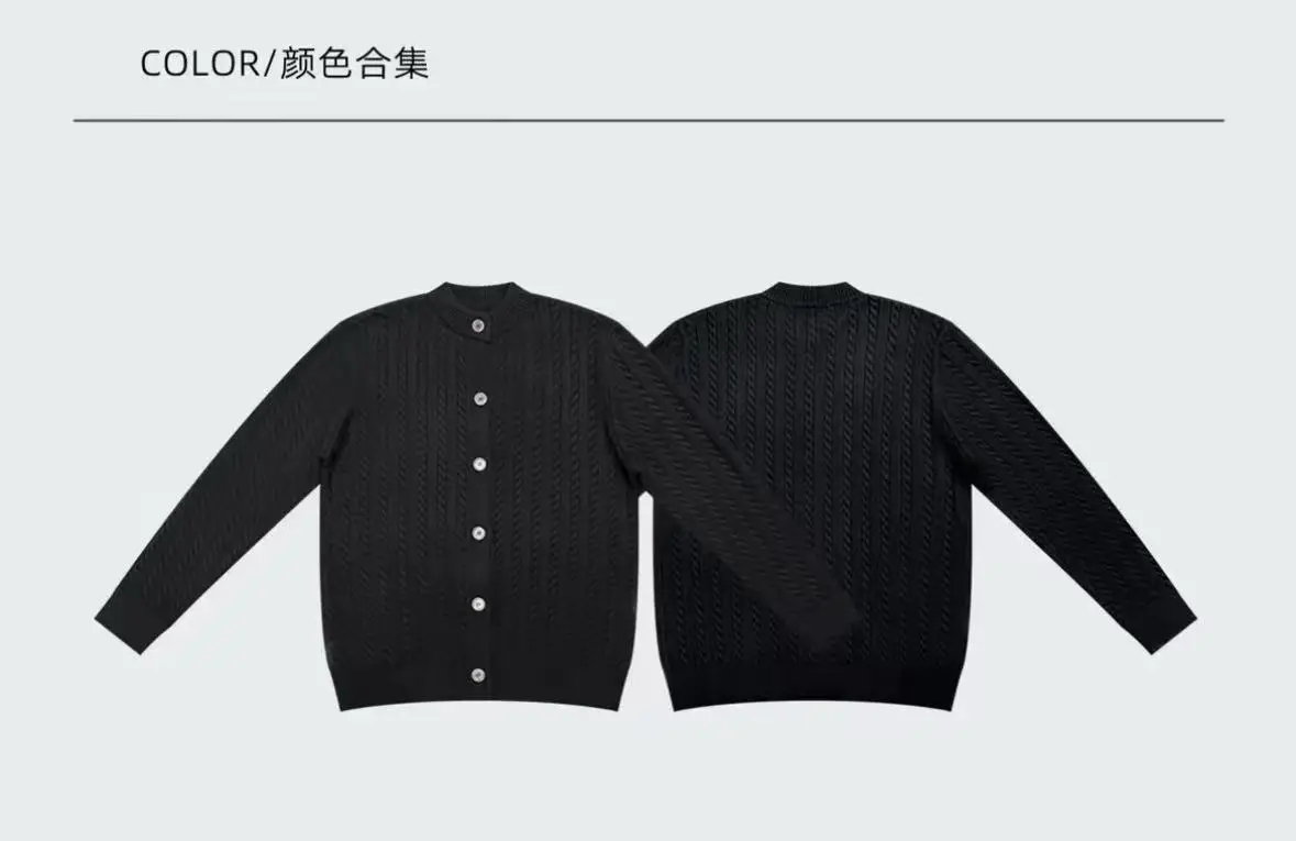 เสื้อสเวตเตอร์ผู้ชายผ้าฝ้าย 100% แบบหนา ติดกระดุมแถวเดียว แฟชั่นทันสมัย แขนยาวถักลายเกลียว เสื้อคลุมแขนยาว