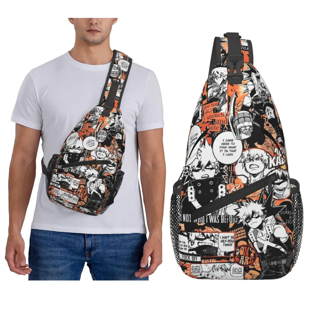 

Bakugou Katsuki Logo X Boku No My Hero Academia Chest Bag Men Sling Crossbody Backpack Chest Bag Hiking Daypack Shoulder Bag