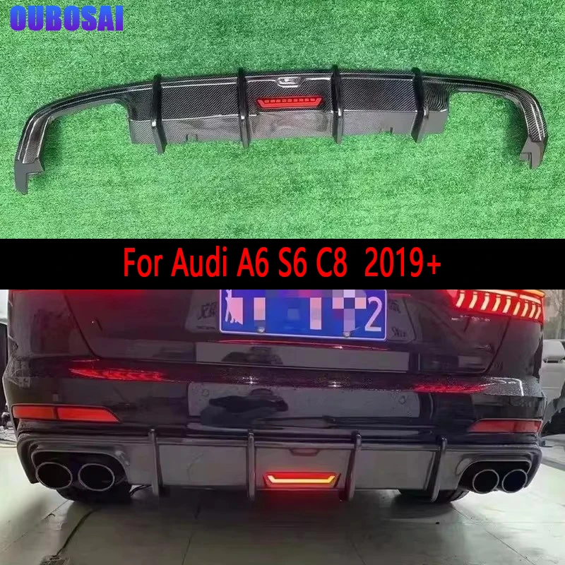

For Audi A6 S6 C8 2019+ Carbon Fiber Car Rear Bumper Diffuser Rear Splitters Spoiler Back lip body kit