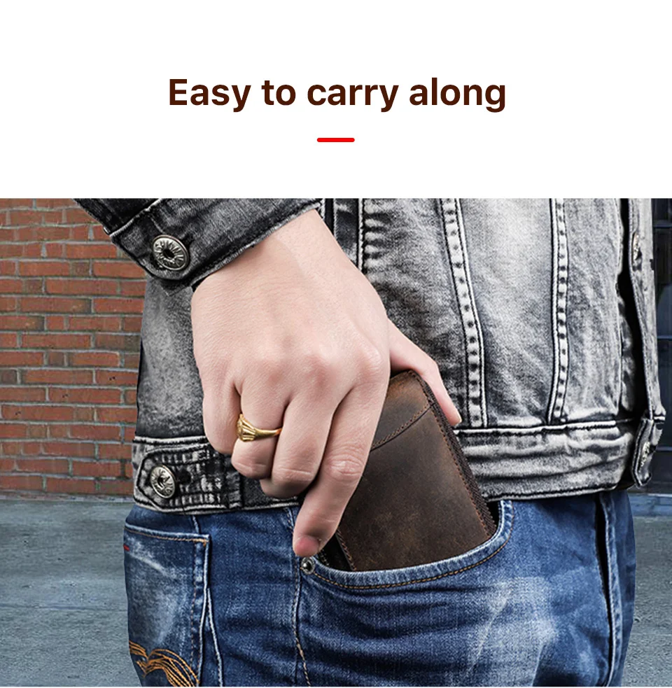 CONTACT'S FAMILY Vintage-Uhrentasche aus echtem Leder, handgefertigt, tragbarer Reise-Organizer aus Leder mit Kartensteckplatz und Reißverschluss – Detail 8