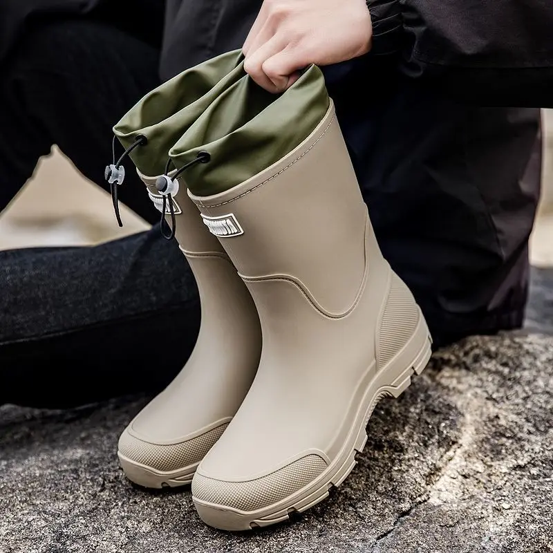 Men's Waterproof Rain Boots Non Slip Anti Odor Fishing Riding Working Lightweight Rubber Shoes Delivery Rider Outdoor