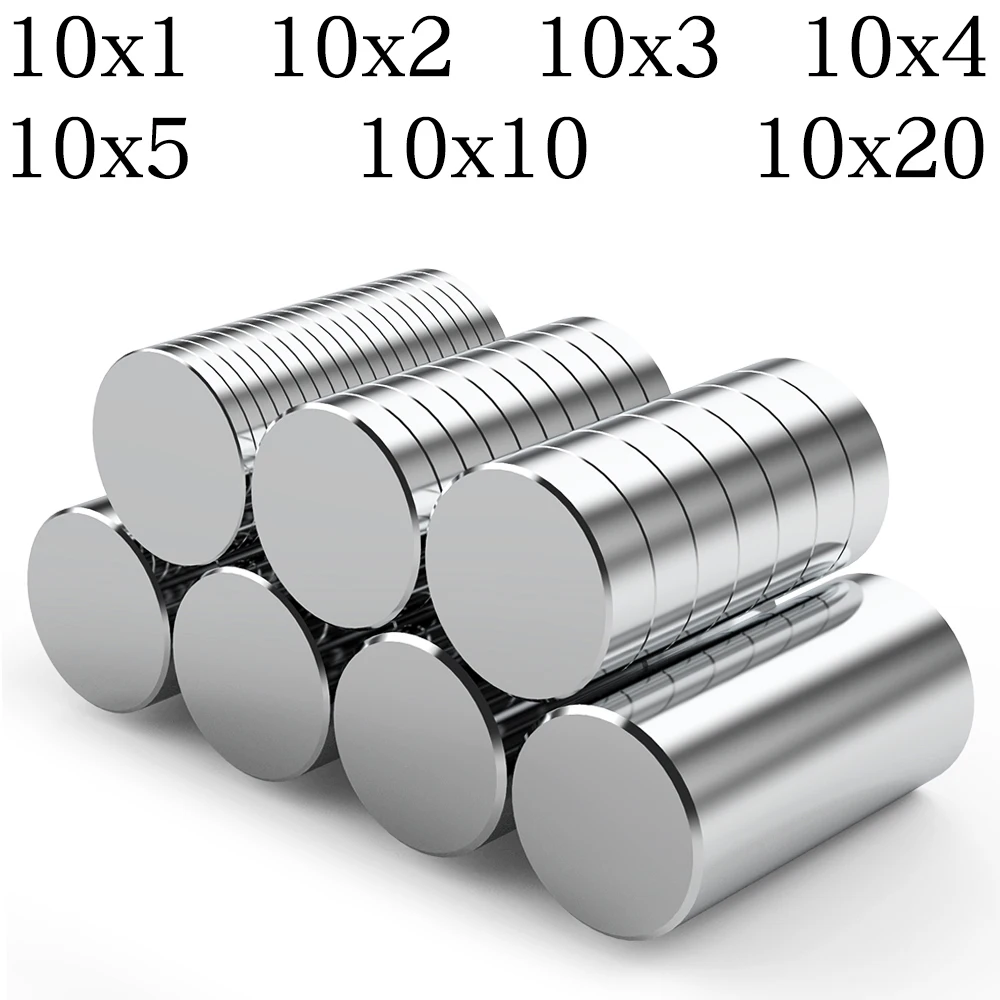 Strong Round Magnet 10x1/10x2/10x3/10x4/10x10/10x20mm N35 Magnetic NdFeB Neodymium Powerful Refrigerator Magnet