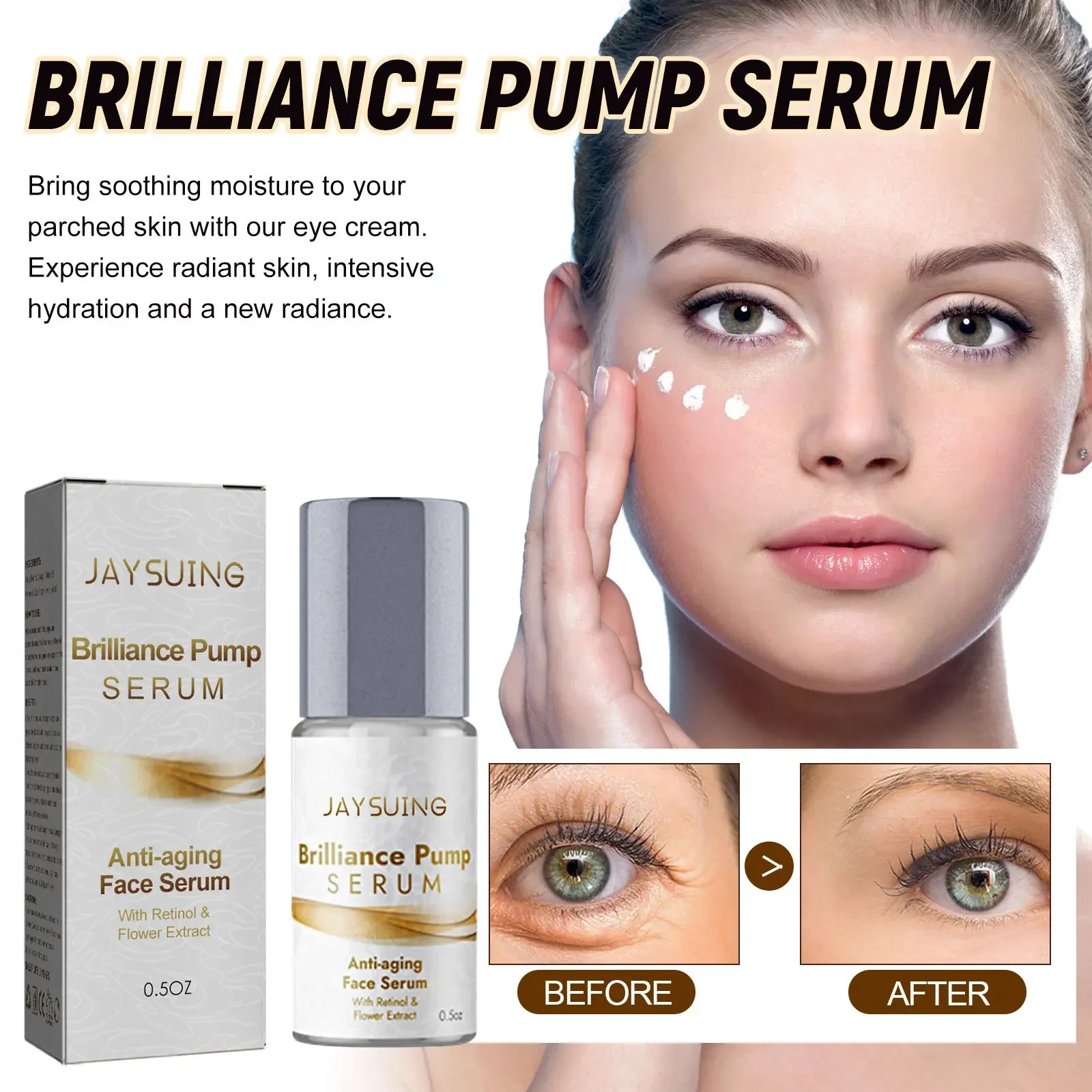 Jaysuing Vitamin E Anti-Aging Eye Essence Fade Eye Bags Dark Circles Fine Nourishing and Firming Eye Skin Collagen Essence