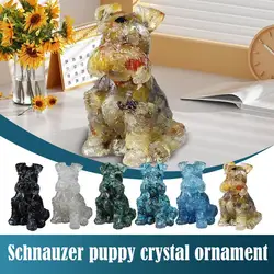 Natural Crystal Gravel Drip Glue Ornaments Schnauzer Cute Puppy Doberman Desktop Ornaments Study Living Room Decoration