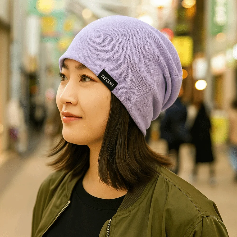 

Polyester Thin Breathable Pullover Hat Double Layer Windproof Knitted Outdoor Baggy Skullcaps Solid Color Knitted