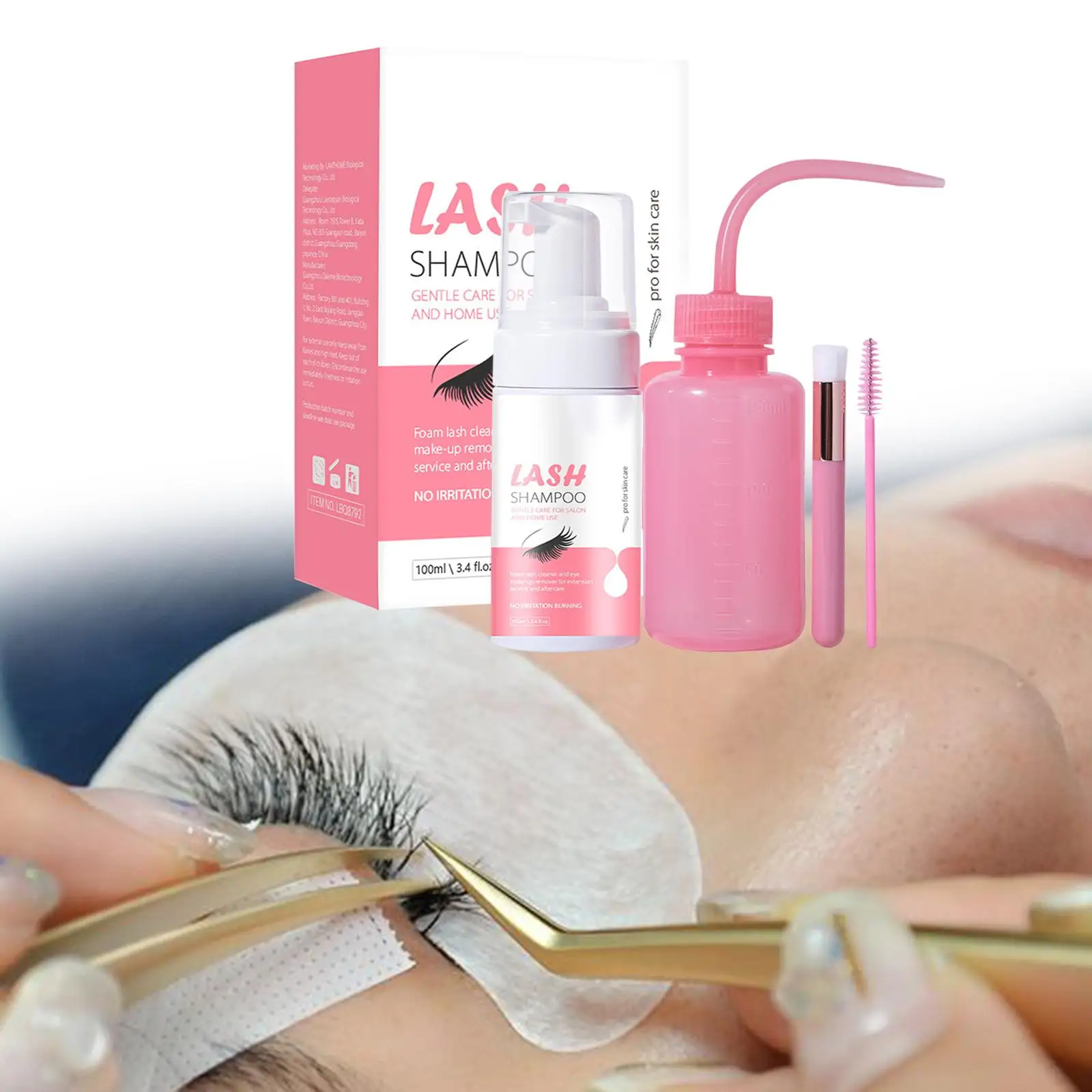 Eyelash Shampoo Lash Cleanser 100ml Portable with 1 Brushes Lash Cleaning Kit