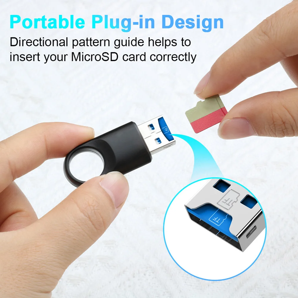 

High Speed USB 3.0 Memory Card Reader Adapter Compatible with TF MicroSD Cards for PC Laptop Smartphones