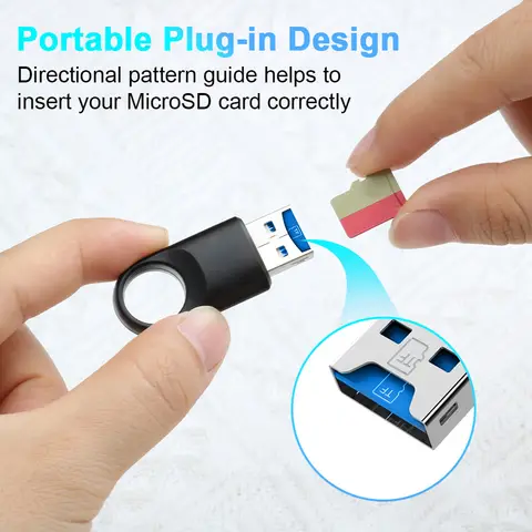 High Speed USB 3.0 Memory Card Reader Adapter Compatible with TF MicroSD Cards for PC Laptop Smartphones