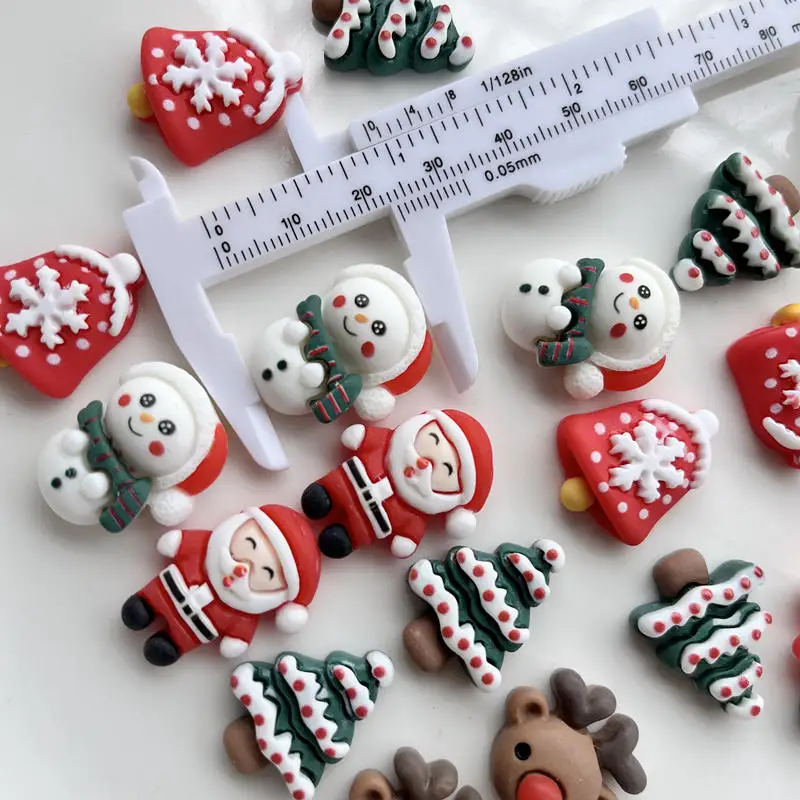 10Pcs New Cute Mini Christmas Collection Series Resin Flatback Cabochon Scrapbook Kawaii Embellishments Accessories