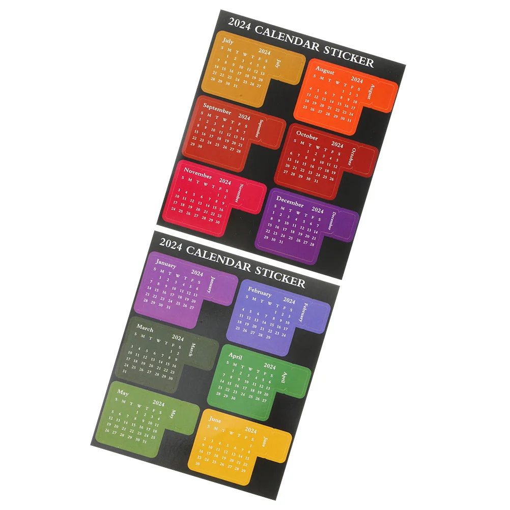 Stickers 2024 Index Post Notepad Month Sticky Monthly Calendar Colorful Compact Book Tabs Office