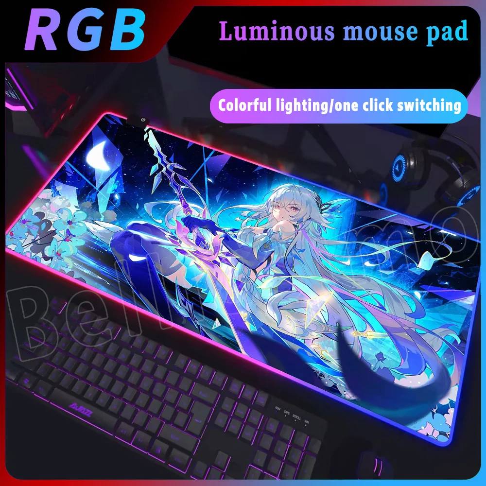 Anime New Arlecchino Skirk 데스크 매트 Genshin Impact 마우스 패드 RGB 마우스 패드 PC 미끄럼 방지 고무 전자 스포츠 오피스 노트북 액세서리
