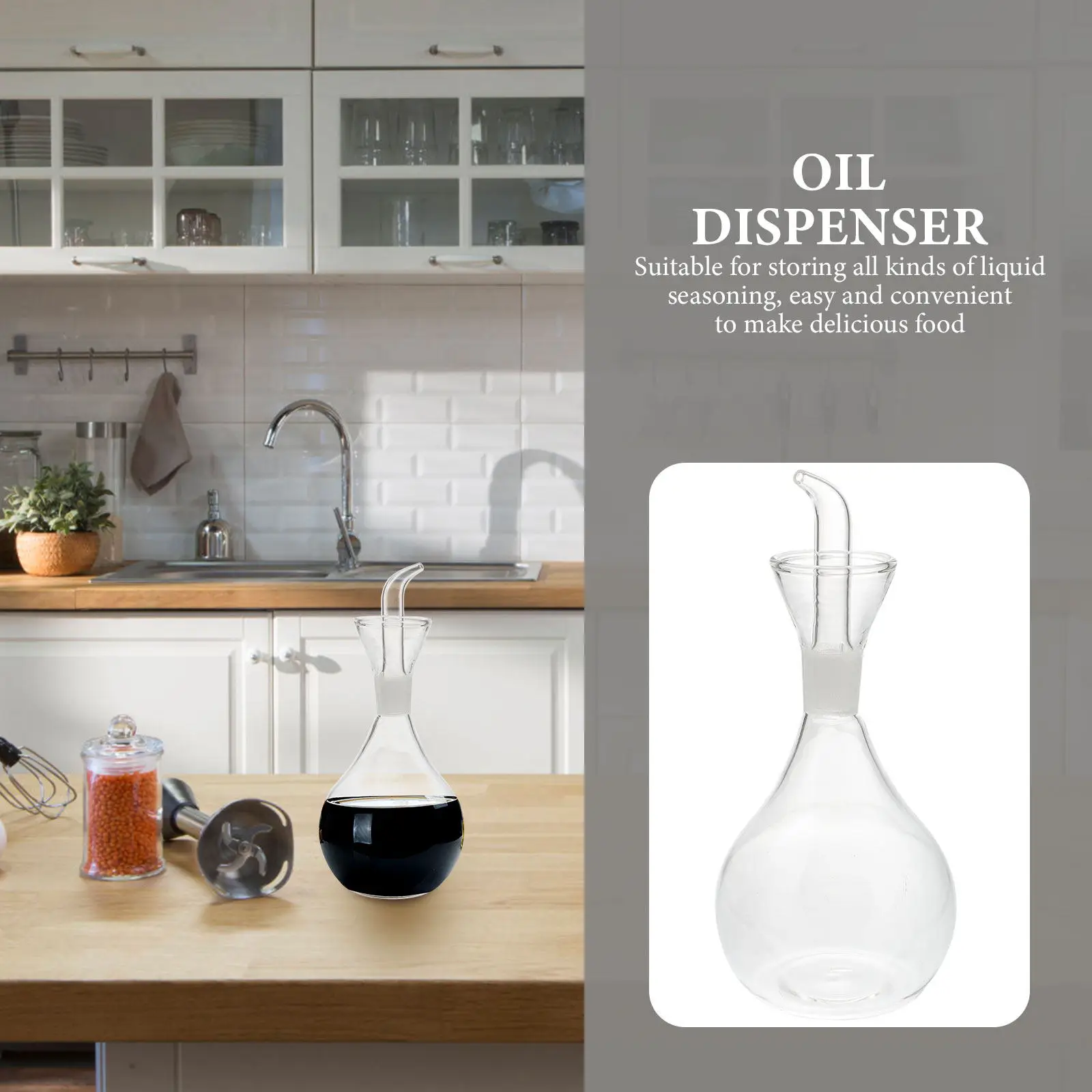 1Pcs Heavy Duty Clear Glass Sauce Bottle Large Capacity Soy Cruet for Oil Vinegar Soy Sauce Storage Kitchen Condiment Pot Glass