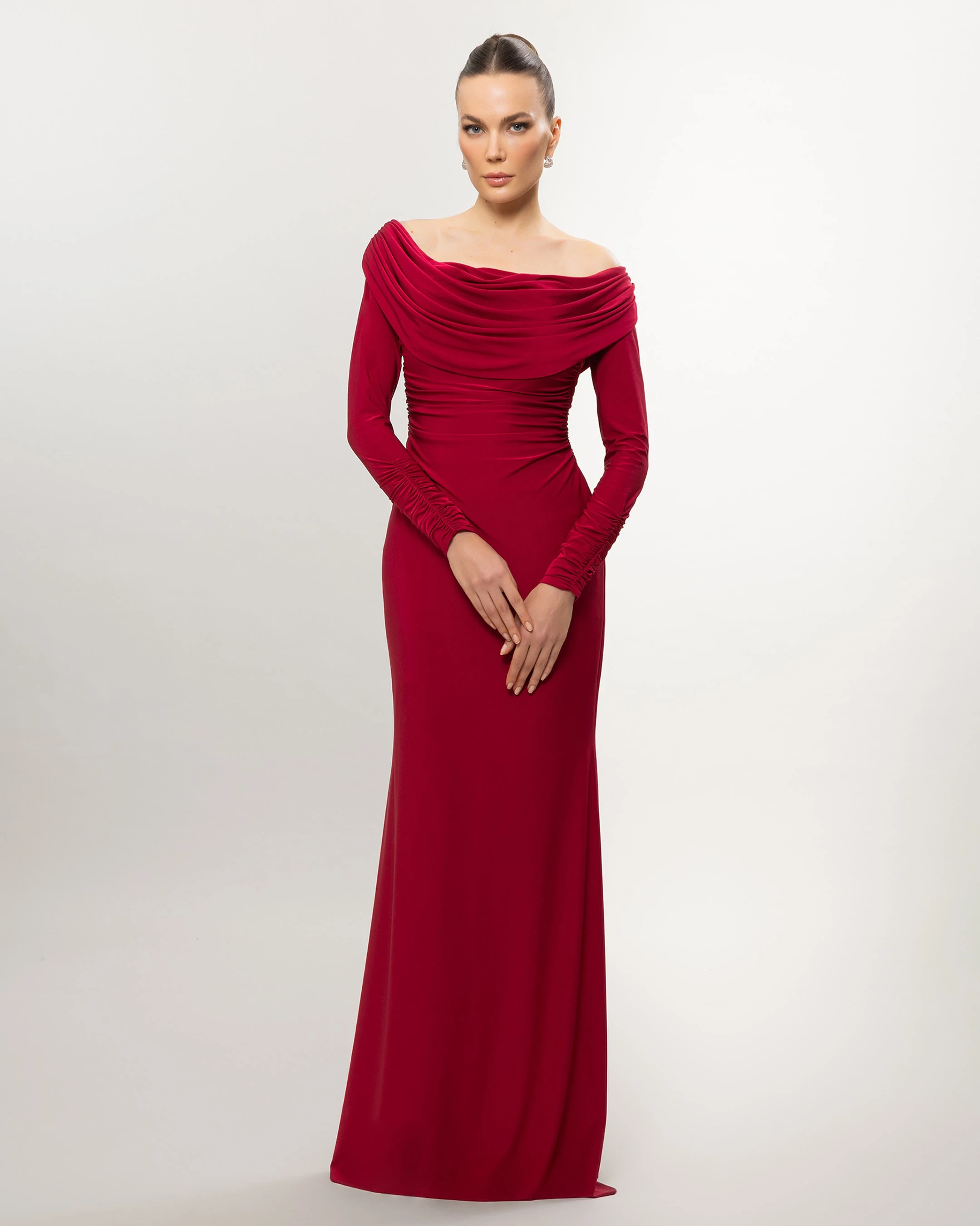 

Fashion Women's Elegant Dress Shawl Pleated Long Sleeve Knitted Floor-length Evening Party Dresses 2026 Spring New
