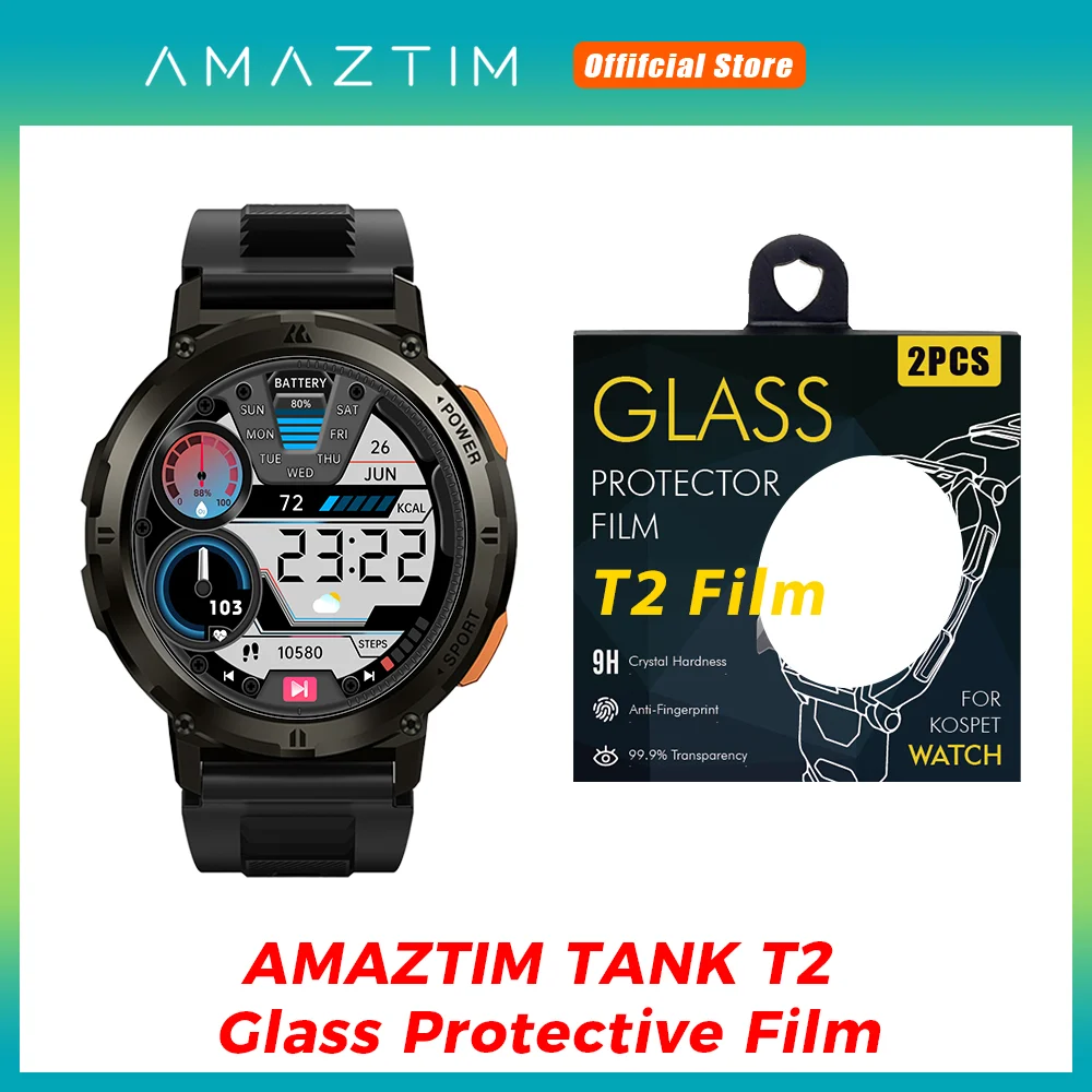 Original Glass Protective Film for AMAZTIM TANK T2 Smartwatch 1 Set Screen Protector Cover Protection for AMAZTIM Smartwatch Men