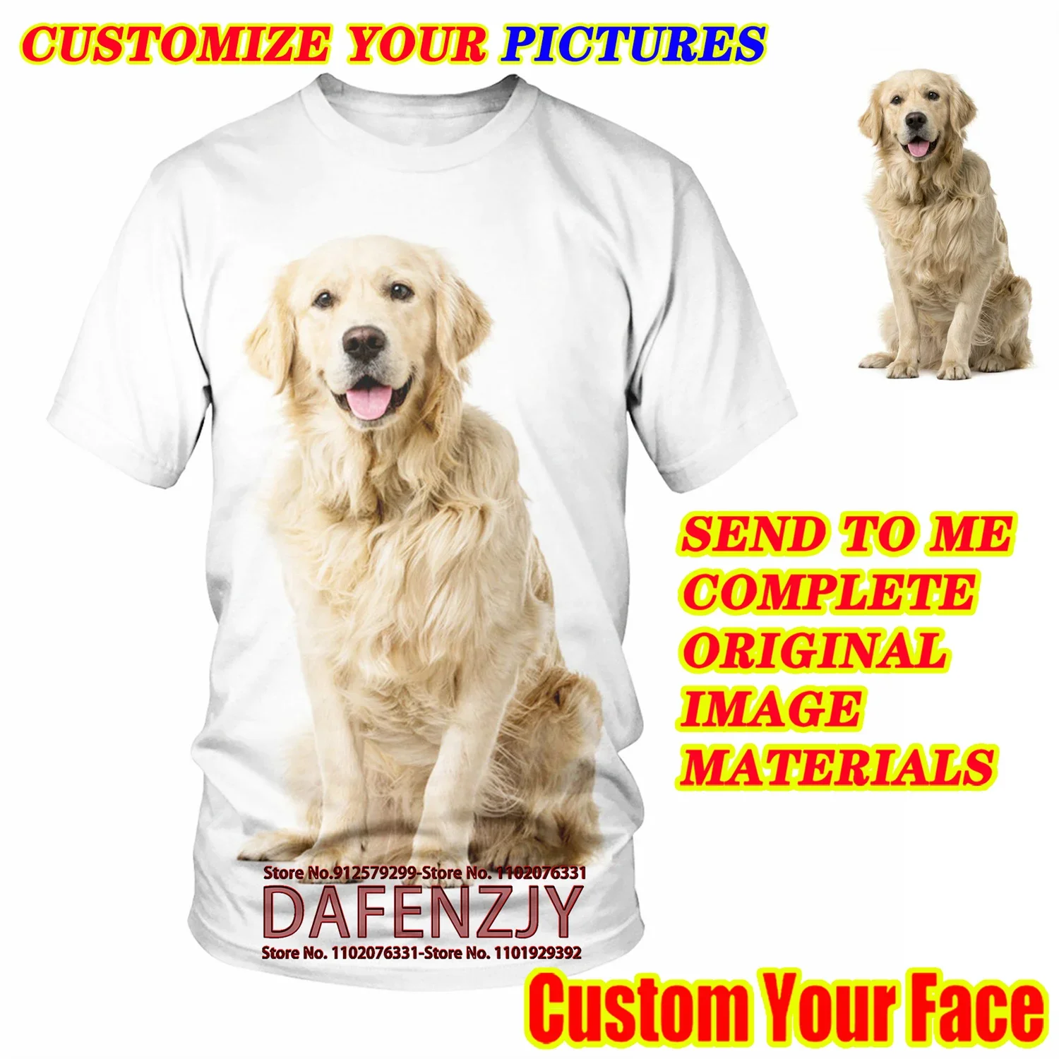 Fashion 3D Custom Your Photo/pet Animal Personalized Print T Shirt Summer Casual O-neck Unisex Tee Top