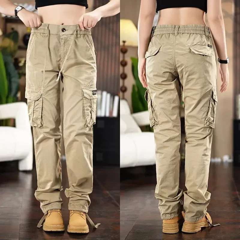 Loose Straight Leg Casual Pants Men's Spring Autumn Workwear Multi-Pocket Workwear Cotton Comfortable Straight Cut Trousers