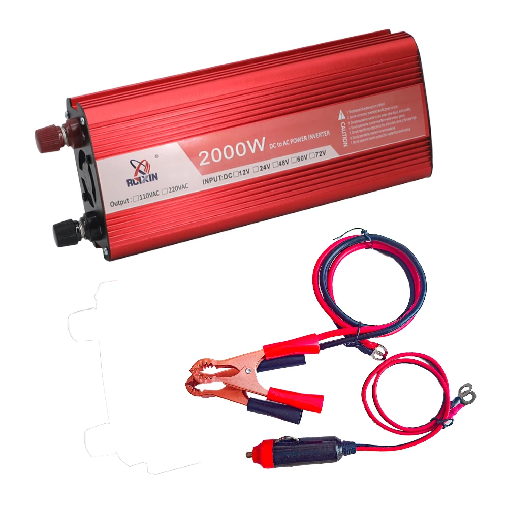 

Power Inverter 1000W/2000W (Peak) DC 12V 24V 48V 60V 72V to 110V 220V AC Car Converter with Digital Display