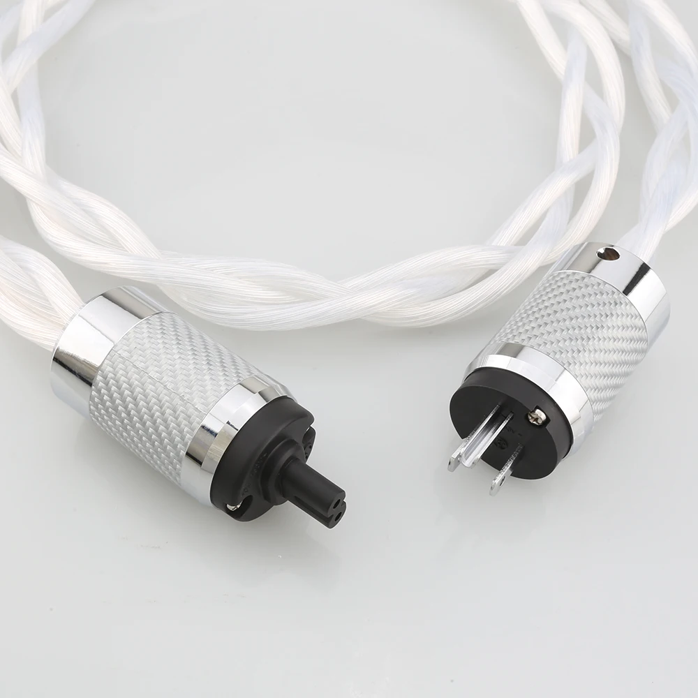 5N OCC US & EU AC Audiophiles Audio-Verstärker DAC Filter HIFI Silber Stromkabel aus Kohlefaser mit Figure 8 IEC C7 Buchsenstecker – Detail 11