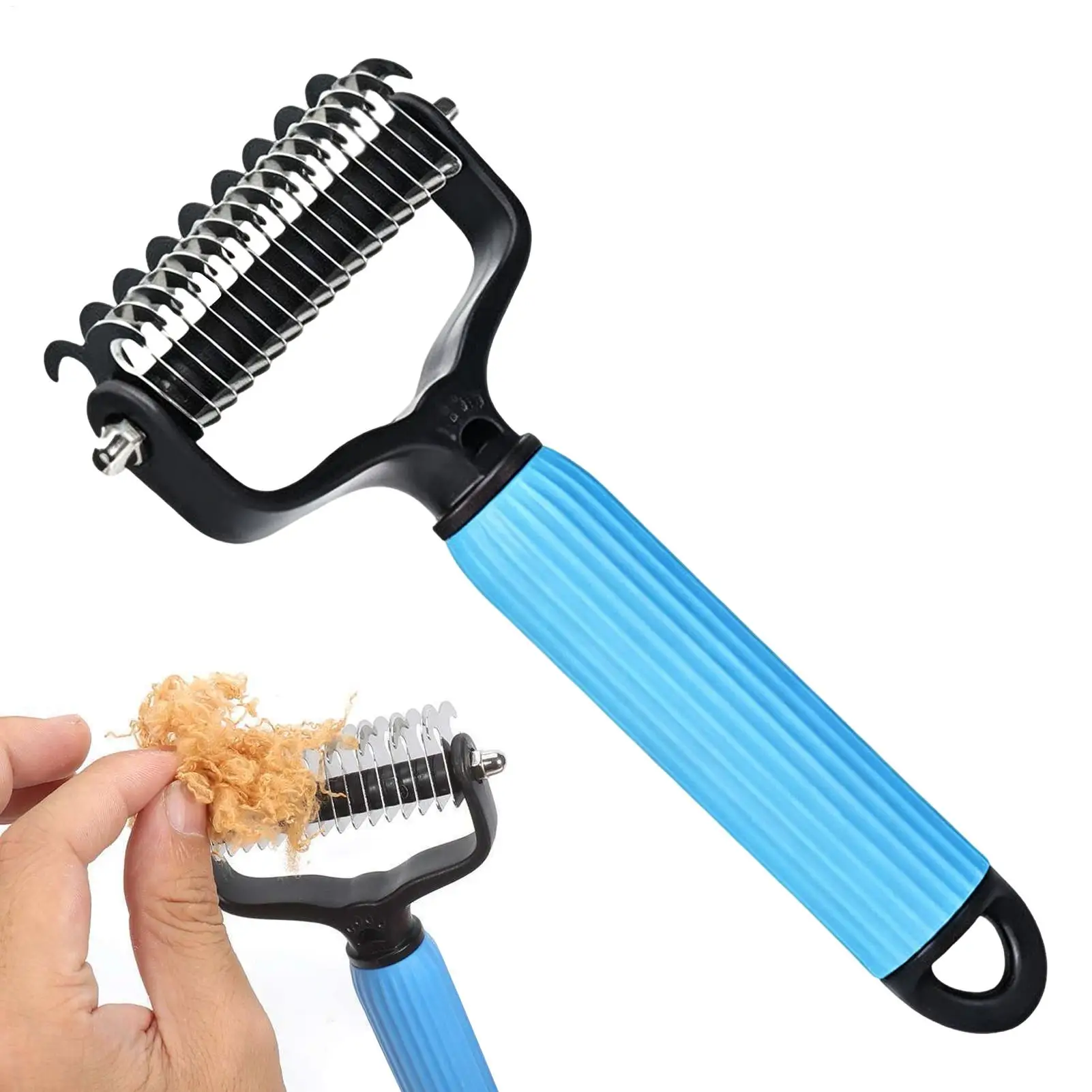 Pet Hair Comb Dog Hair Tangles & IKnots Removal Comb Double-sided Pet Hair Remover Stainless Steel Cat Hair Knot Cleaning Brush view 2