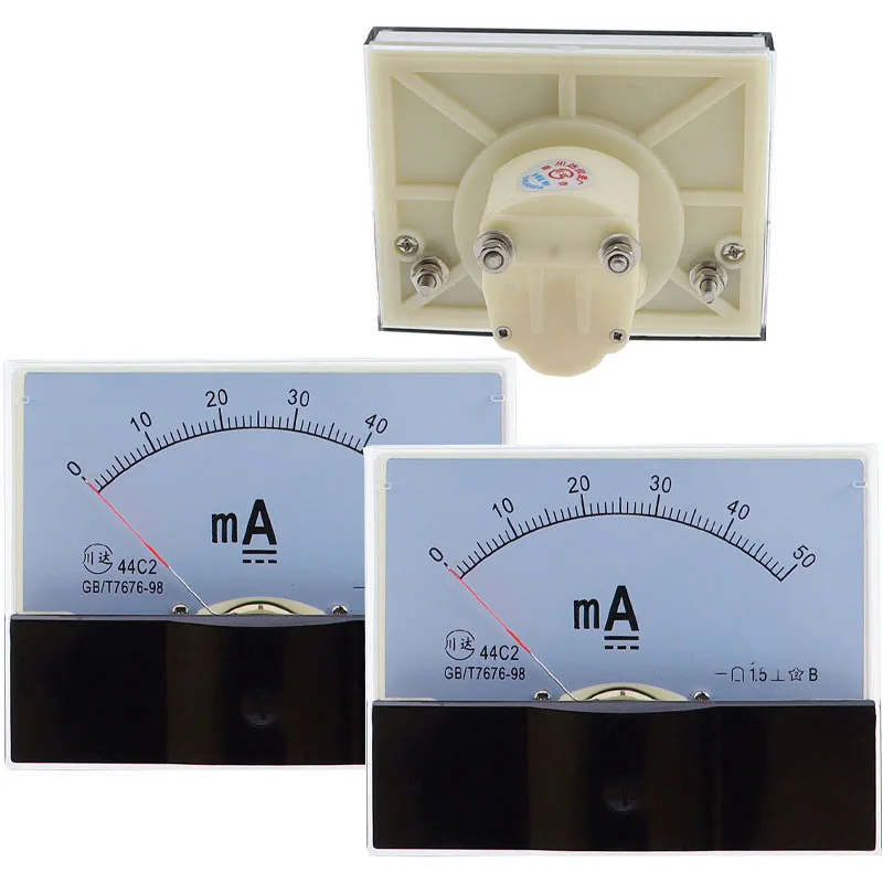 44C2 1mA 2mA 5mA 10mA 20mA 30mA 50mA 75mA 100mA 200mA 300mA 500mA DC Ammeter Analog Current Test Meter Mechanical Header Ammeter