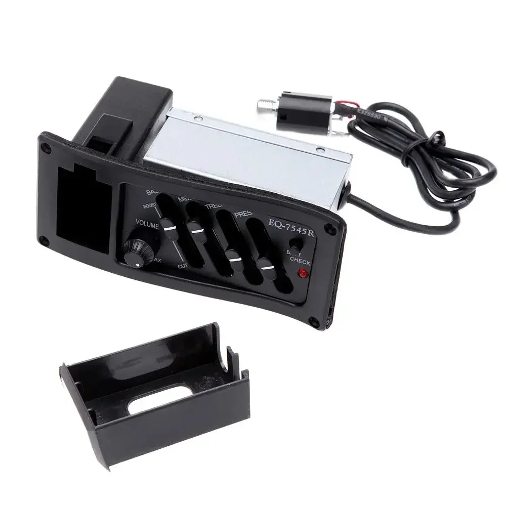 4 Band Guitar Pickup Acoutic Guitar EQ Piezo Pickup Acoustic Guitar Pickup Preamp Amplifier Equalizer Tuner for Acoustic Guitars