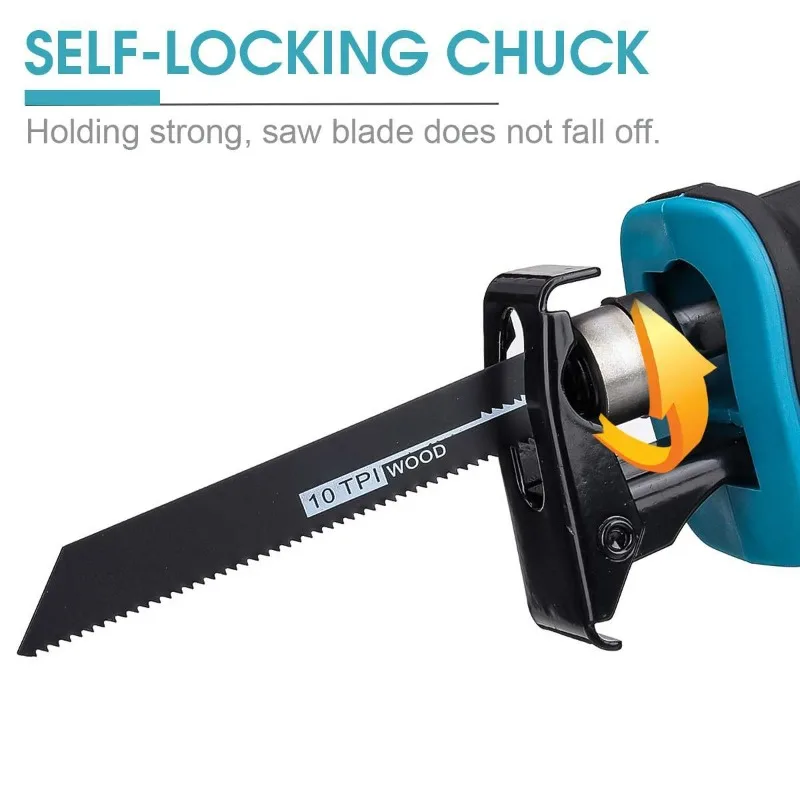 

【Premium】300mm Cordless Electric Reciprocating Saw 3000rpm Stepless Variable Speed Metal Wood Cutting Tool Electric Saw For Ba