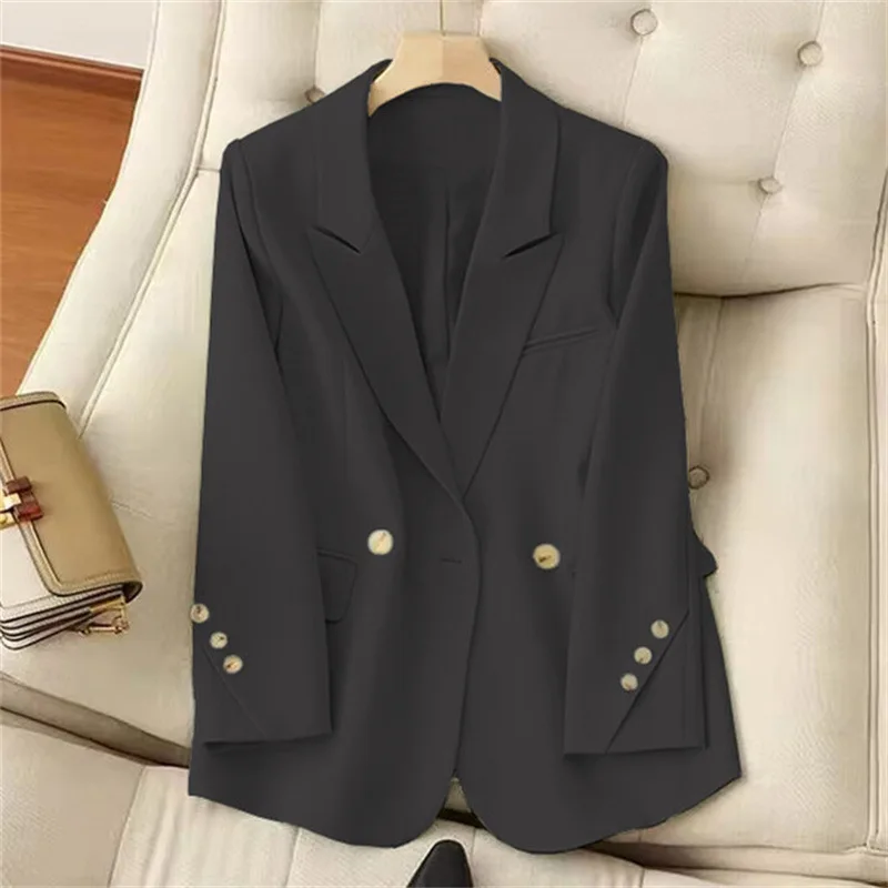 Nieuwe Vrouwen Double Breasted Blazer Office Lady Losse Klassieke Jas Jasje Vrouwelijke Chic Uitloper Outfits Femme Gewaad Blazer Femme