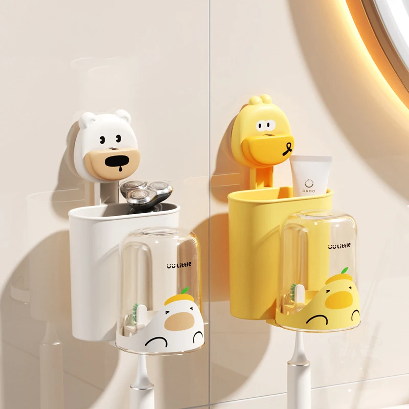 

Cartoon Suction Cup Toothbrush Holder, Wall-Mounted Toothpaste, Tooth Cup Holder, Bathroom, Children's Mouthwash Cup, Lovely