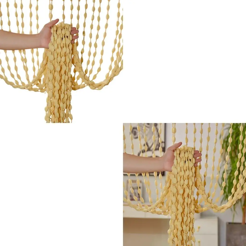 62KD Polyester Beaded Doorway Curtains Party Decoration Adjustable Length Fabric Fringes Tassels Drapery Room Divider Panel