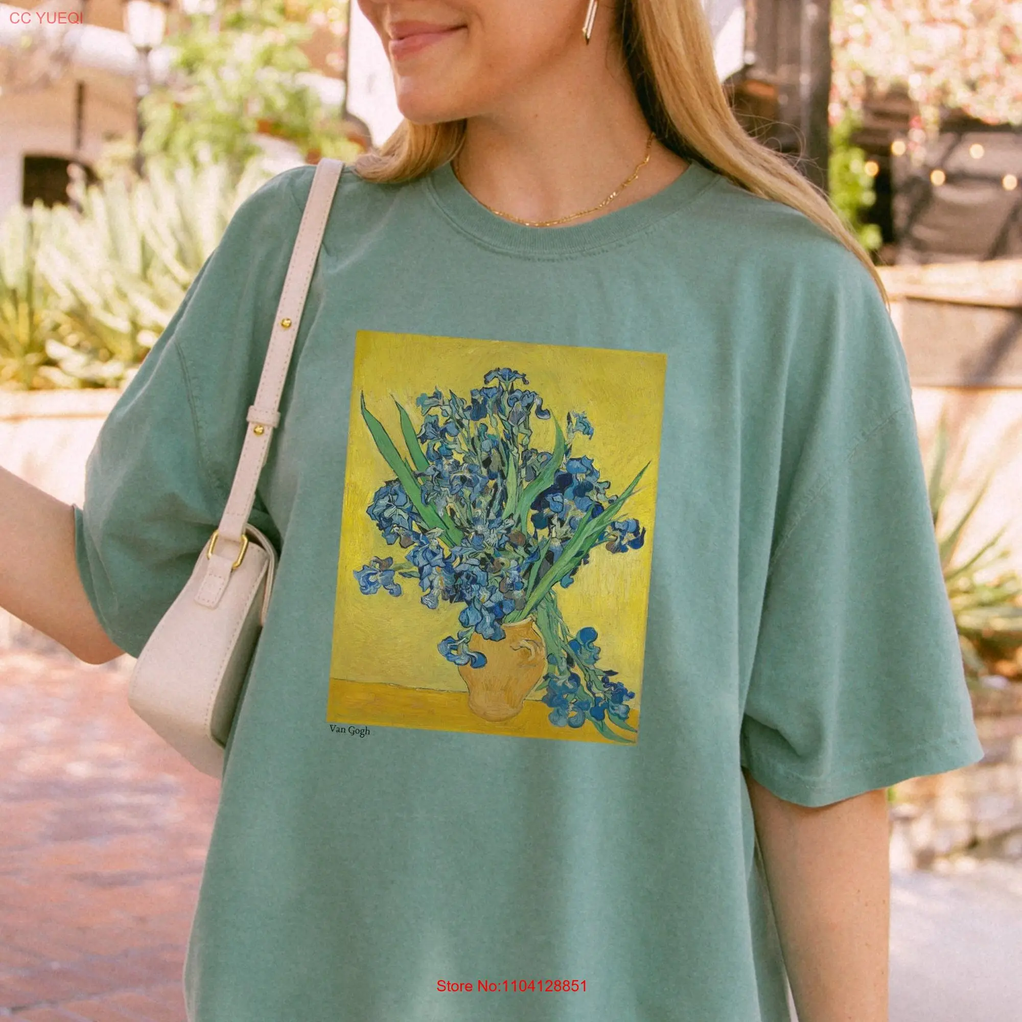 Van Gogh Irises Soft Vintage Style T Shirt Aesthetic Artsy Women's Painting Comfort Colors long or short sleeves