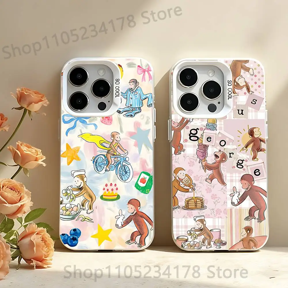 

Mokey C-Curious G-Georges Phone Case For iPhone 12,16,17,14,13,15,11,Pro,XS,Max,Plus,Mini,SE4,E White Matte Shockproof Cover