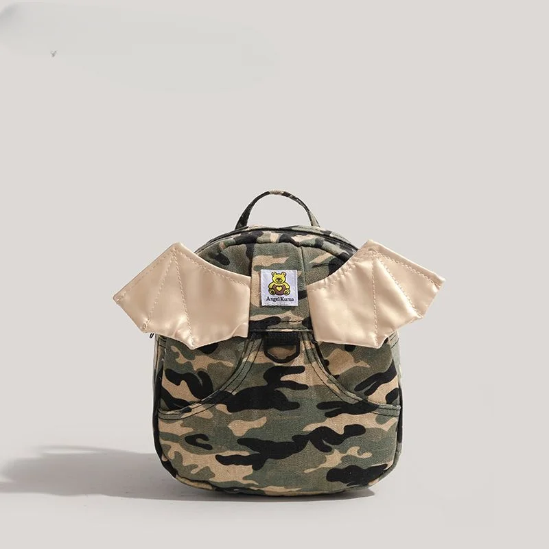 2024 new Korean camouflage wing bag men and women Internet celebrities little devil anti-lost backpack