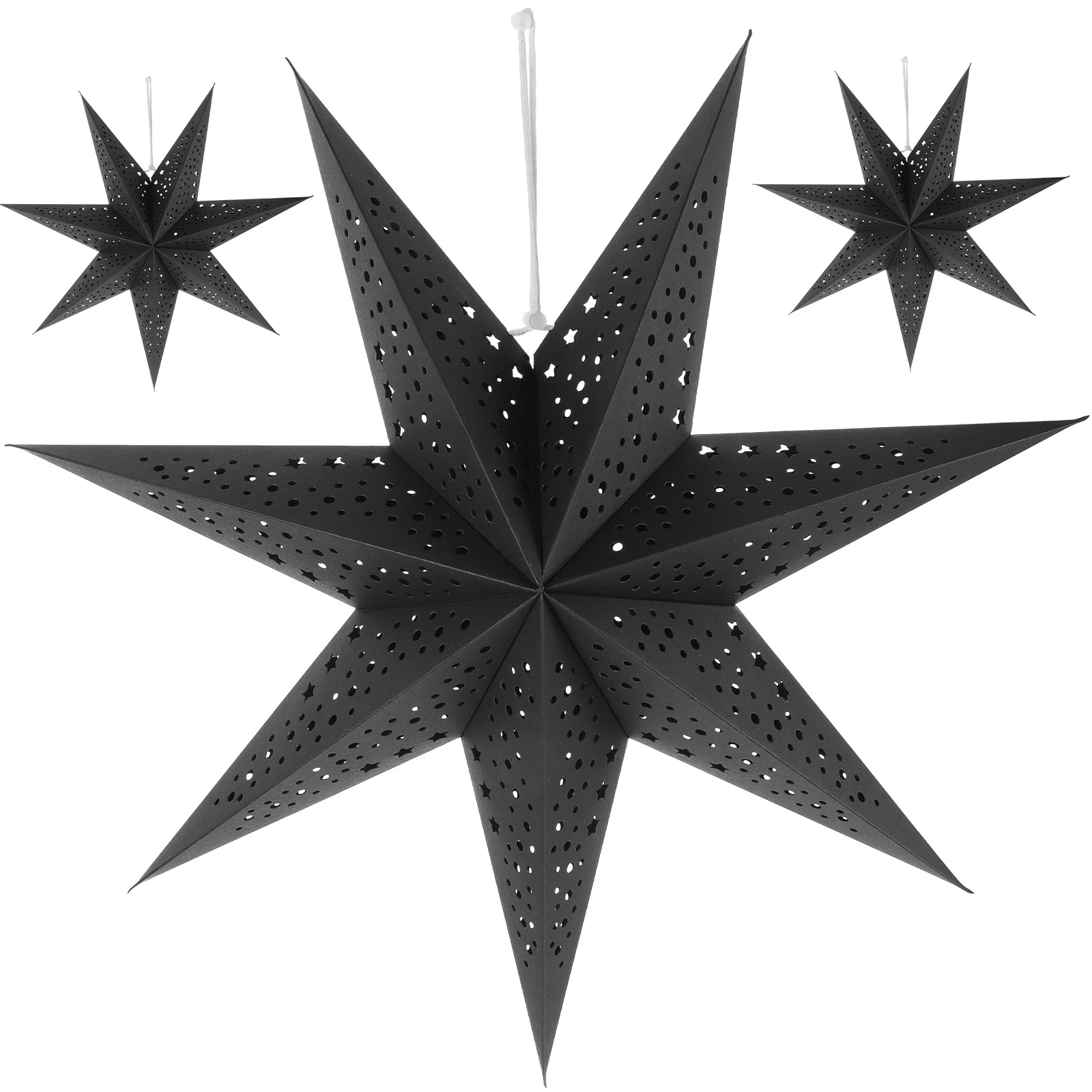

3Pcs Star Shaped Paper Lampshade Hollow Hanging Lantern for Xmas Day Party Home Decor Ceiling Light Cover 3D Decorative Design