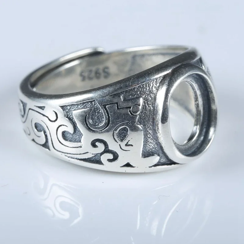 

Мужское обручальное свадебное винтажное кольцо, полукрепленное кольцо, стерлинговое серебро 925 пробы, 7x9 мм, овальный кабошон, оптовая продажа, ювелирная оправа