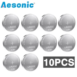 10pcs/lot LIR2032 3.6V 45mAh Rechargeable Battery Lithium Button Batteries for Watch Computer Remote LIR 2032 Replaces CR2032