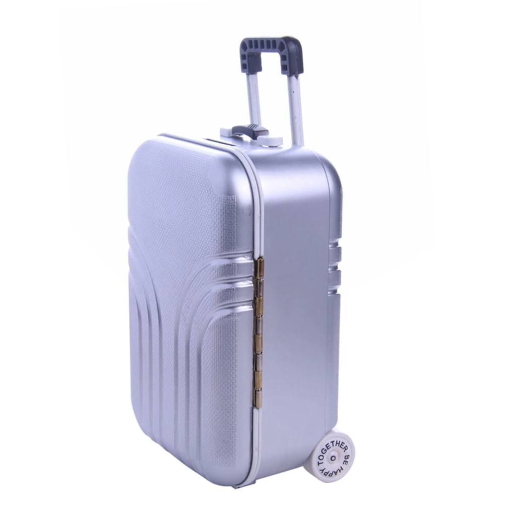 Plastic Girls Doll Travelling Suitcase Reusable Solid Color Simulation Swivel Wheel Toy Luggage Plaything Accessories