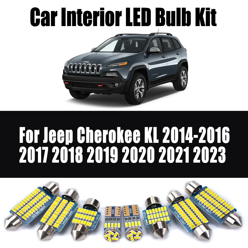 

16Pcs Vehicle LED Interior Ceiling Dome Light Vanity Mirror Bulbs Kit For Jeep Cherokee KL 2014 - 2020 2021 2023 Car Accessories