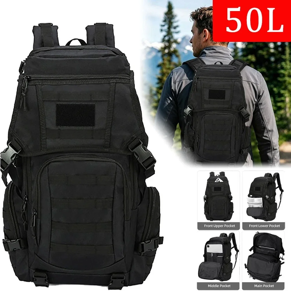 Sac à dos tactique 50L pour hommes, sacs à dos de voyage de grande capacité, imperméables, pour Sports de plein air, randonnée, Camping, sacs multifonctionnels