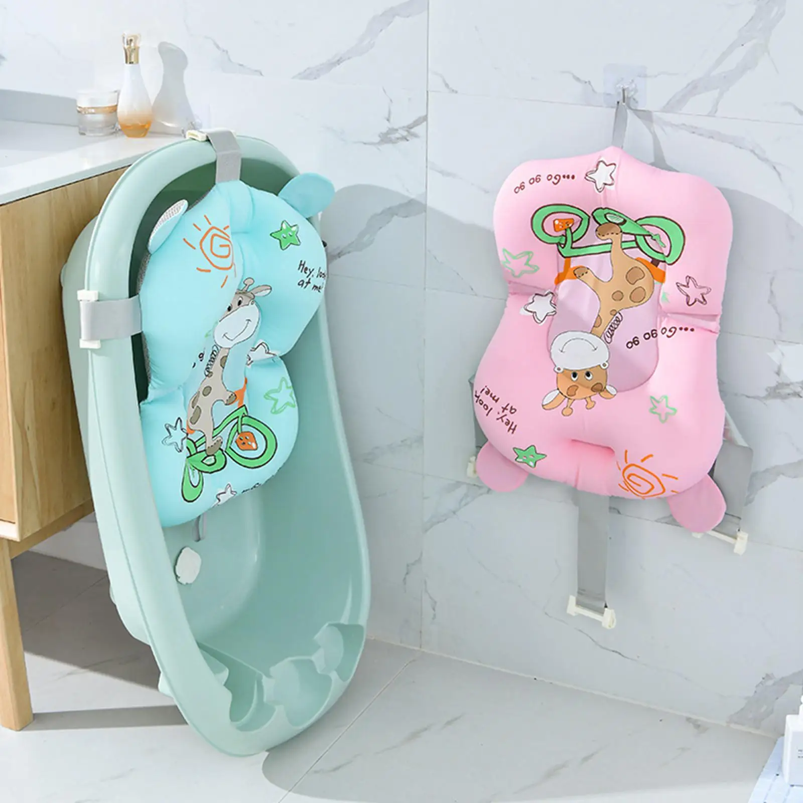 Baby Bath Mat Foldable Bath Supporter Baby Bath Cushion Pad for 0-12 Month